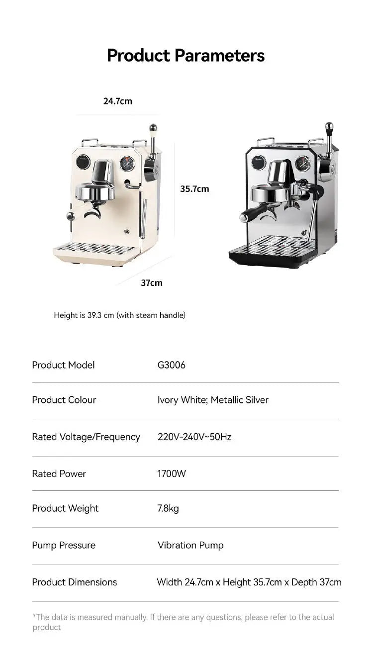 CAFOVO Gemilai G3006 Coffee Machine Espresso  15bar Pressure Home Use Espresso Coffee Machine Home Use Coffee Maker 220V