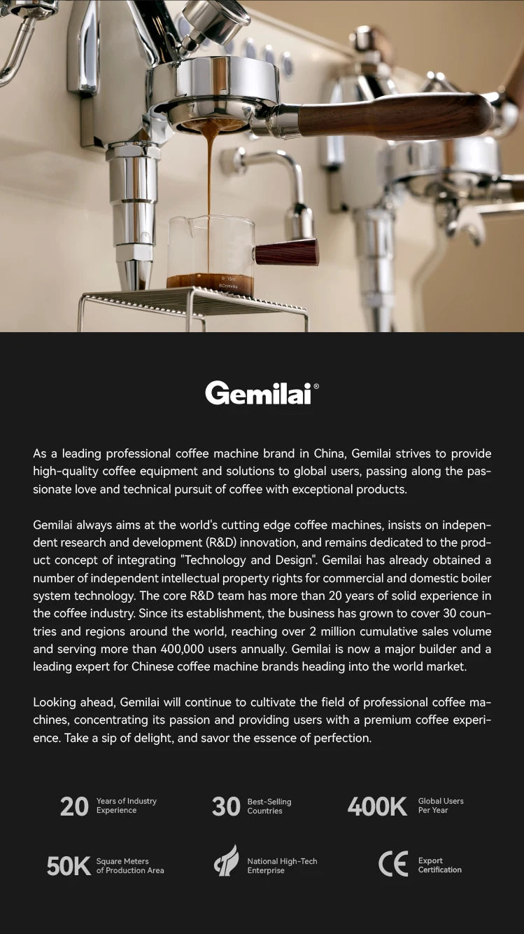 CAFOVO Gemilai G3006 Coffee Machine Espresso  15bar Pressure Home Use Espresso Coffee Machine Home Use Coffee Maker 220V