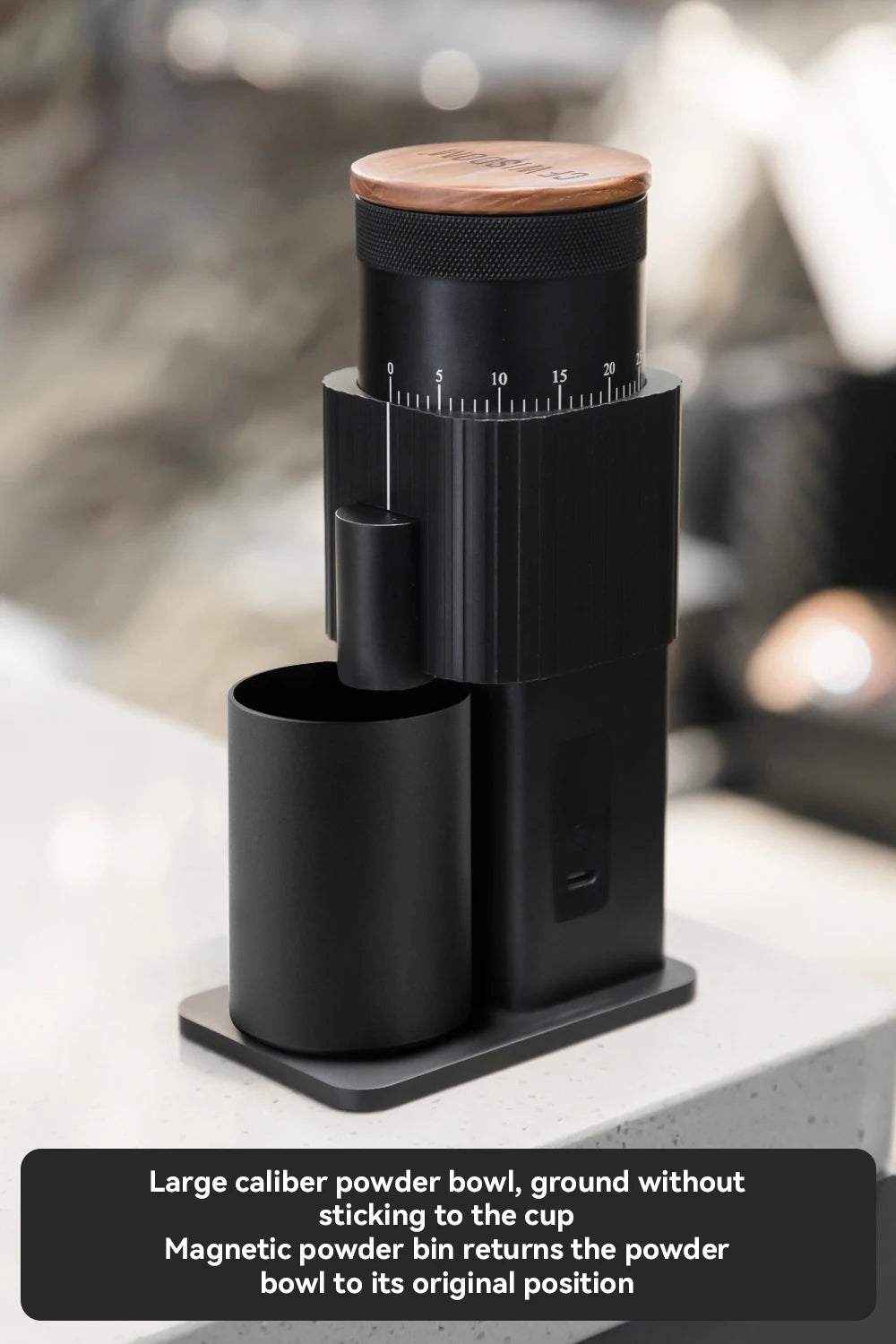 CF WISDOM Portable Electric Coffee coffee accessories Adjustable Coarseness Rechargeable, Aluminum Body, Magnetic