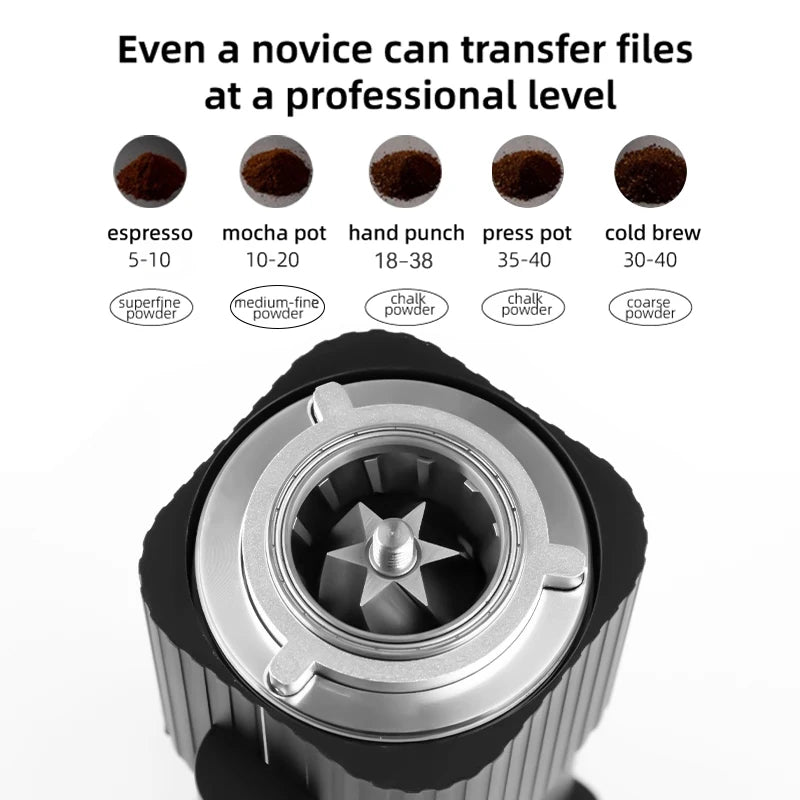 CF WISDOM Portable Electric Coffee coffee accessories Adjustable Coarseness Rechargeable, Aluminum Body, Magnetic