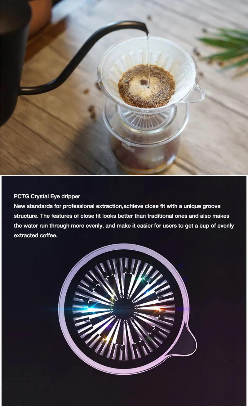 TIMEMORE PCTG Crystal Eye dripper coffee dripper pour over coffee maker Conical coffee filter cup hand drip reusable filters