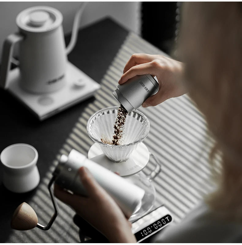 MHW-3BOMBER Manual Coffee Grinder 0.016mm/Click Conical Burr for Espresso Pour Over Adjustable Stainless Steel Barista Tool