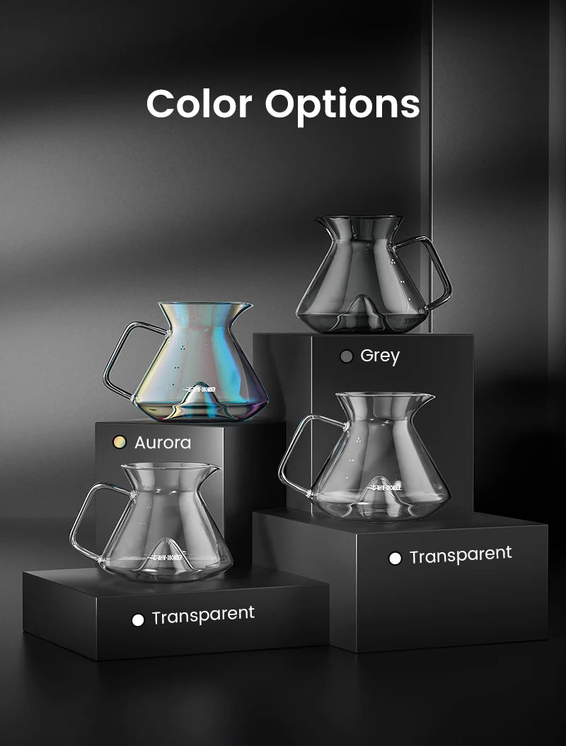 MHW-3BOMBER Hill Coffee Server Guide Extraction Pour Over Coffee Server Ergonomic Handle High-Borosilicate Glass For Barista