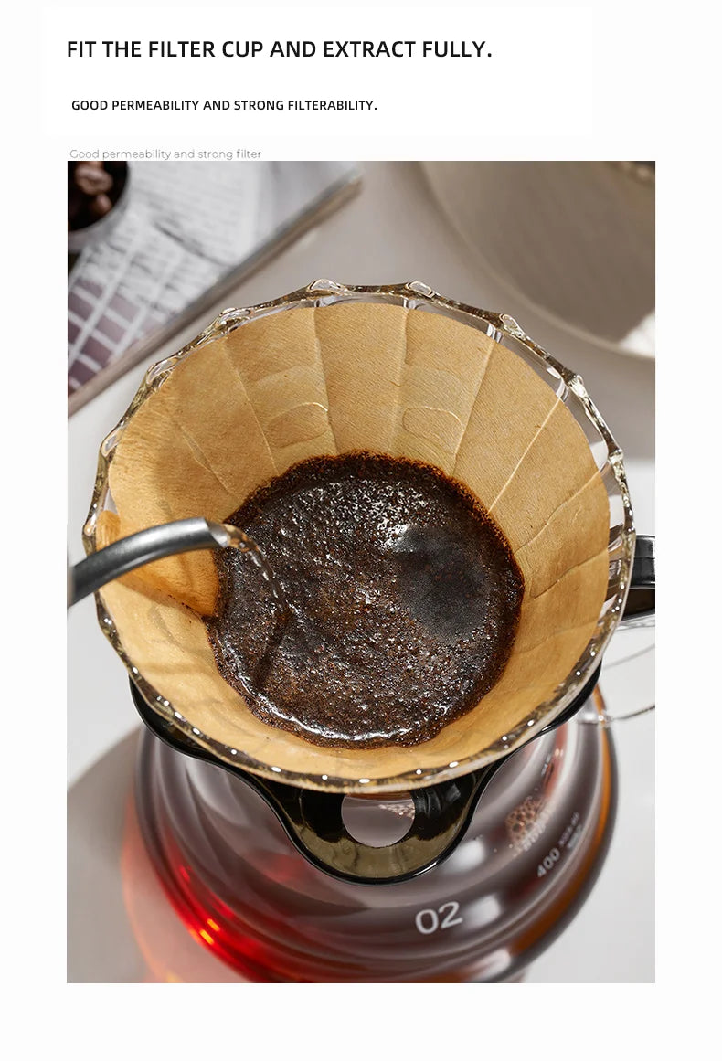 YRP 60 V Coffee Filter Paper Count Disposable Coffer Filters Natural Cone V-Shaped Unbleached Filter for v&60 Coffee Dripper