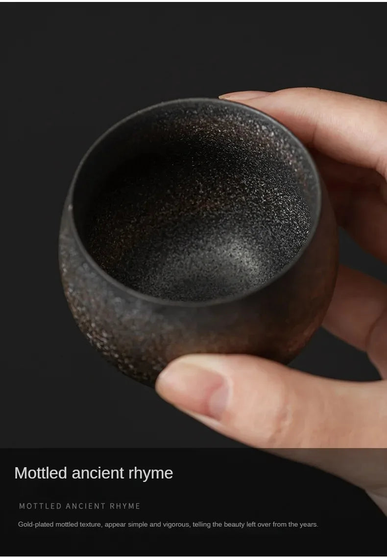 Japanese Style Handmade Stoneware Tea Cup Kung Fu Tea Set Tea Cup Small Single Cup Ancient Style Quiet Road Cup Bowl Teacup