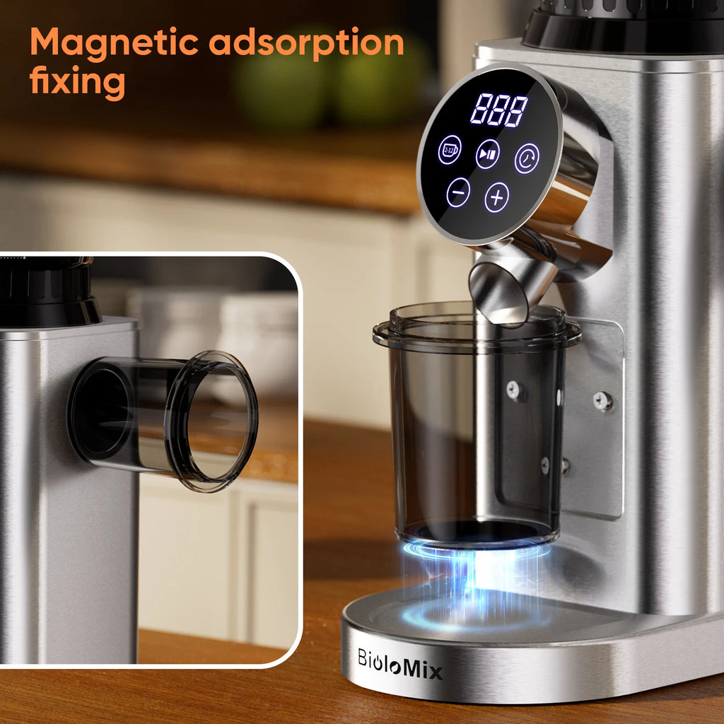 BioloMix Electric Conical Burr Coffee Grinder with Removable Holder,with 48 Grind Settings Adjustable,for Espresso Coffee