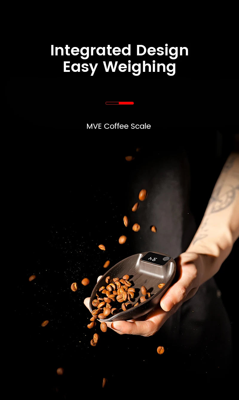 MHW-3BOMBER MVE Coffee Scale ABS Food Kitchen Scale 0.3g Precise Integrated Design with Timer for Espresso Pour Over Brewing