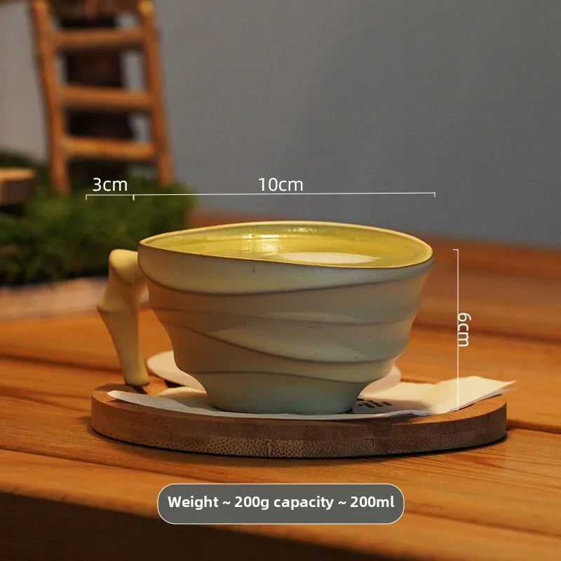 Vintage bamboo coffee cup ceramic mug creative high-end exquisite Japanese niche cup