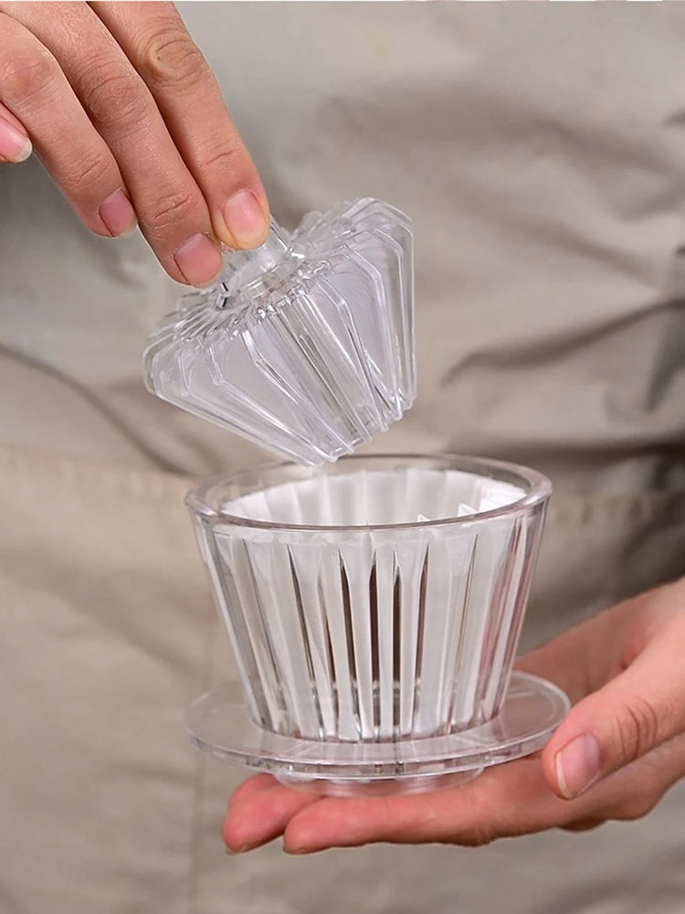 1-4 People Hand-making Coffee Filter Paper Cake Acrylic Coffee Filter Cup Filter Paper Press Household Coffee Accessories