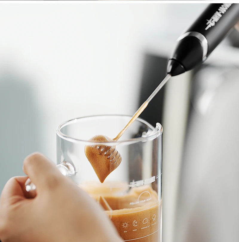 MHW-3BOMBER Electric Milk Frother Rechargeable Handheld Egg Foam Maker with Stainless Whisk for Coffee Latte Cappuccino