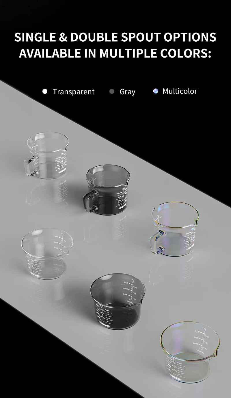MHW-3BOMBER 120ML Glass Measuring Cup Single & Double Spout Espresso Measuring Cup with Scale Barista Tool Coffee Accessories