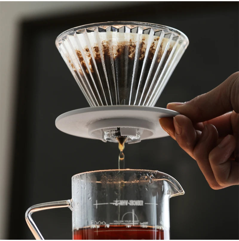 MHW-3BOMBER Glass Coffee Filter Cups and Espresso Filter Paper Set Reusable Cone Pour Over Coffee Dripper Filters Accessorie