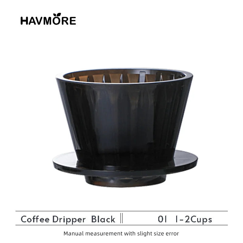 Wave Coffee Dripper 1-2Cups Crystal Eye Pour Over Coffee Dripper With Coffee Filter Papers 50 Sheets Coffee Filter Set