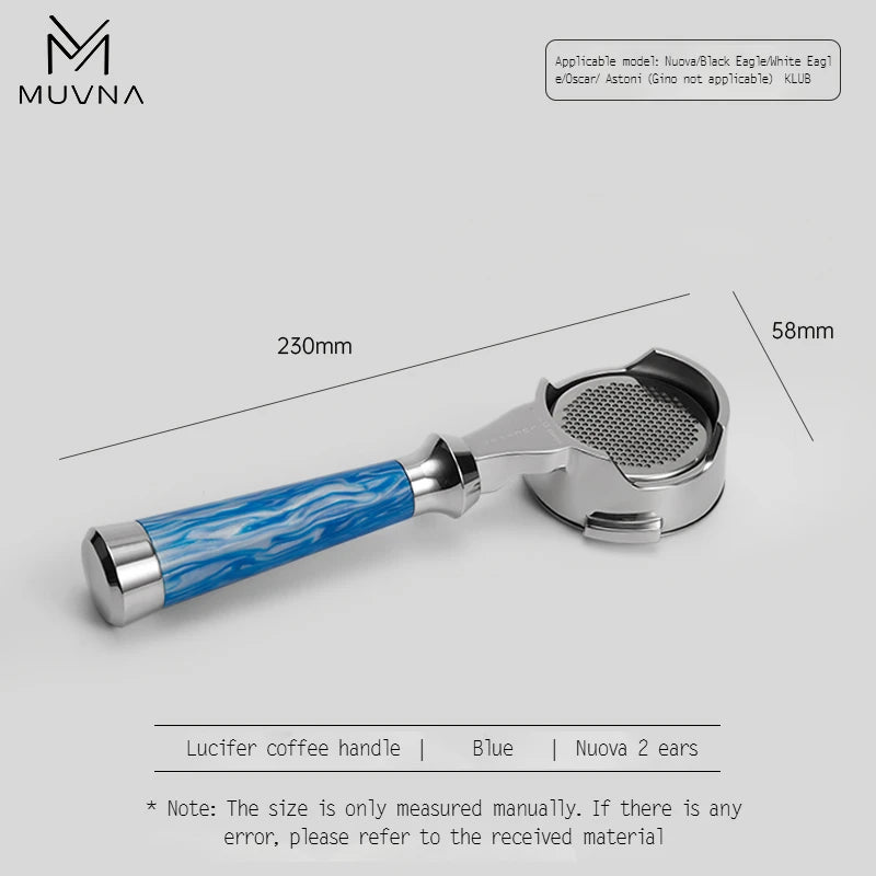 MUVNA Espresso Bottomless Portailfter Lucifer Series, Naked Portafilter with Basket Fits E61/Nuova/Delonghi/Breville Machines