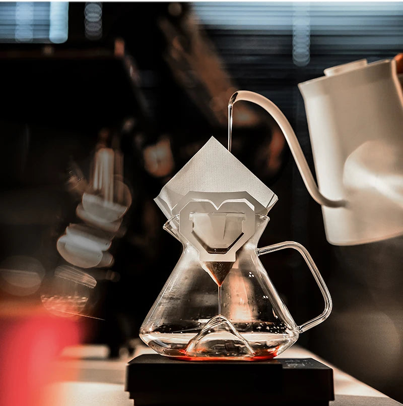 MHW-3BOMBER Hill Coffee Server Guide Extraction Pour Over Coffee Server Ergonomic Handle High-Borosilicate Glass For Barista