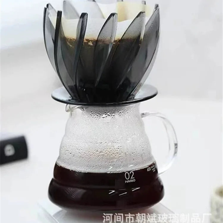 Water Lily Drip Coffee Filter - Removable and Replaceable Resin Lotus Petal Pour Over Coffee Brewer