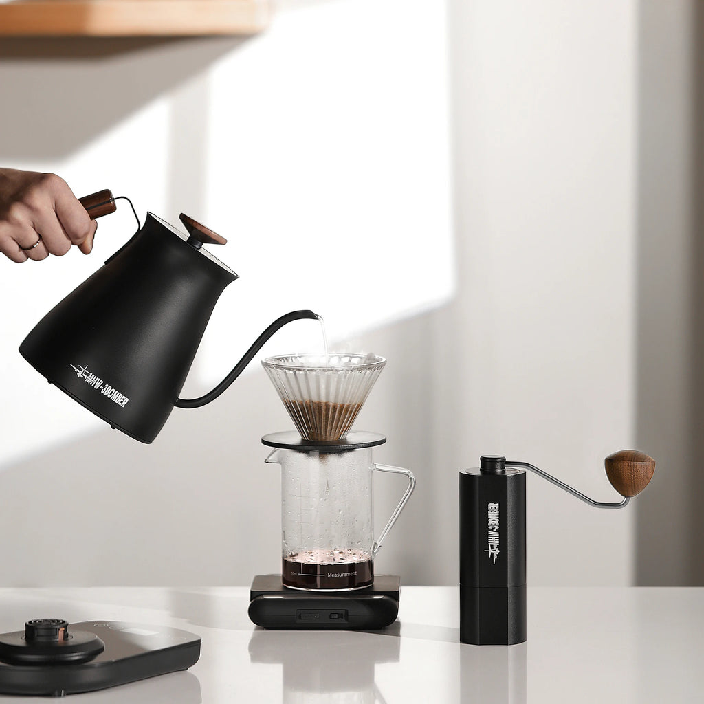 MHW-3BOMBER 38mm Manual Coffee Grinder Magnetic 7 Core Stainless Steel Burr 24 Adjustable Settings Home Barista Accessories