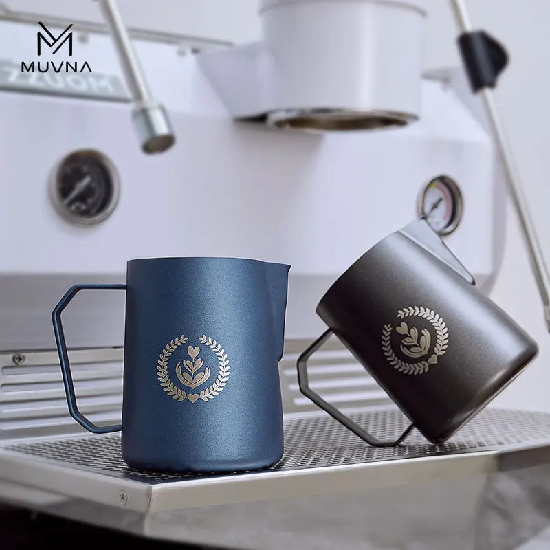 MUVNA Espresso Milk Pitcher, 350/450/600ml Coffee Milk Frothing Jug, Sharp Spout Latte Art Pitcher with Wide Thick Handle