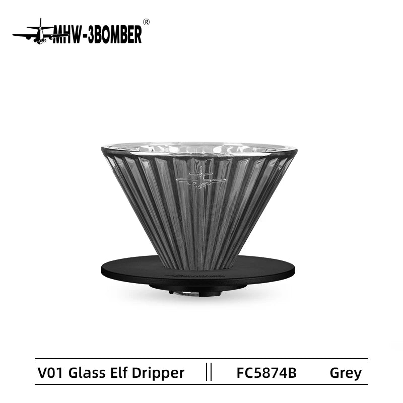 MHW-3BOMBER Glass Coffee Filter Cups and Espresso Filter Paper Set Reusable Cone Pour Over Coffee Dripper Filters Accessorie