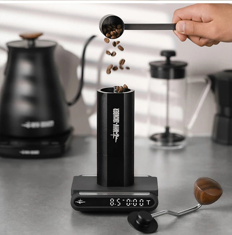 MHW-3BOMBER 38mm Manual Coffee Grinder Magnetic 7 Core Stainless Steel Burr 24 Adjustable Settings Home Barista Accessories