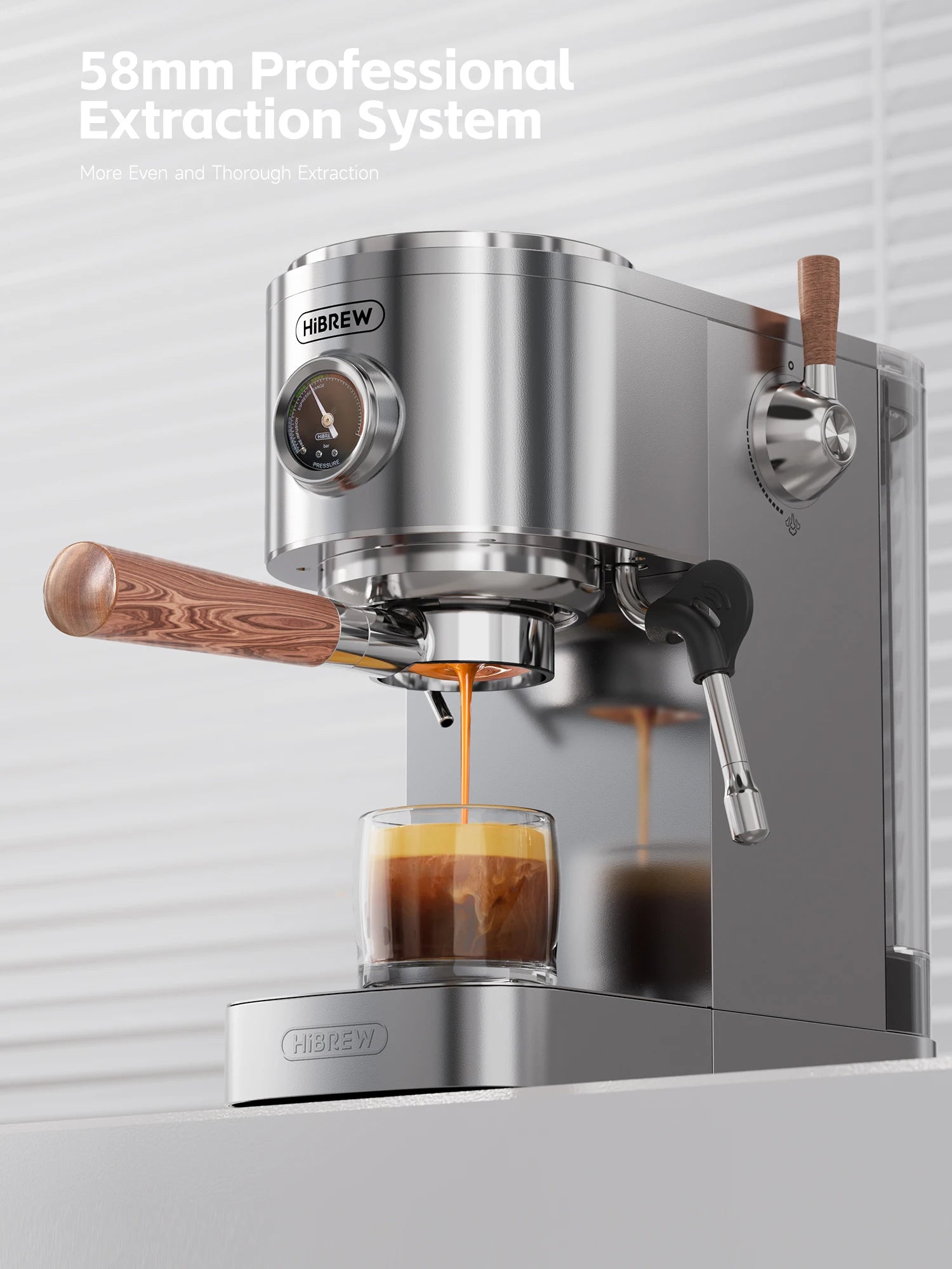 HiBREW Semi-automatic Espresso Coffee Machine 3 Level Temperature Adjustable Cold/Hot 20Bar Coffee Maker Cappuccino H13