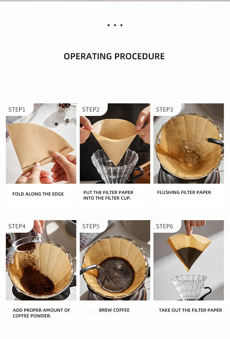 YRP 60 V Coffee Filter Paper Count Disposable Coffer Filters Natural Cone V-Shaped Unbleached Filter for v&60 Coffee Dripper
