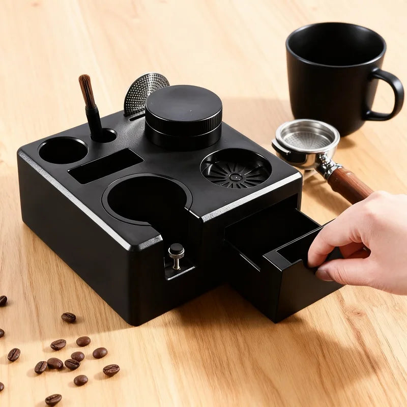 Espresso Coffee Tamp Station 9 in 1 Espresso Organizer Fit 51,54,58MM Distributor Portafilter Holder & Puck Screen Accessories