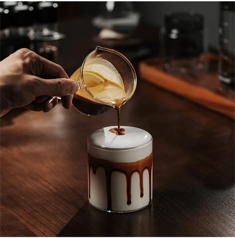 MHW-3BOMBER 120ML Glass Measuring Cup Single & Double Spout Espresso Measuring Cup with Scale Barista Tool Coffee Accessories