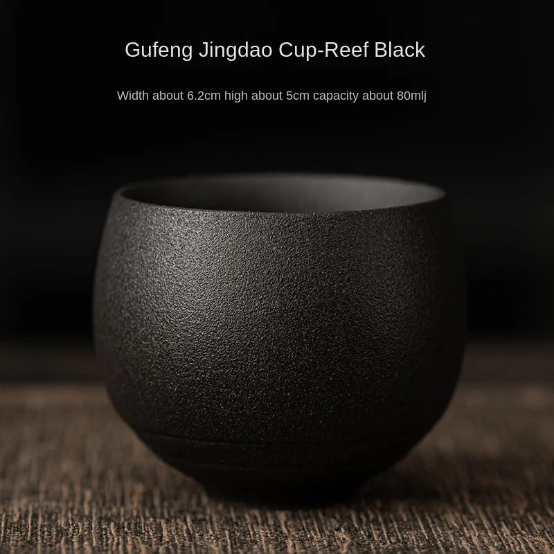 Japanese Style Handmade Stoneware Tea Cup Kung Fu Tea Set Tea Cup Small Single Cup Ancient Style Quiet Road Cup Bowl Teacup