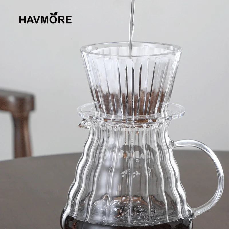 Wave Coffee Dripper 1-2Cups Crystal Eye Pour Over Coffee Dripper With Coffee Filter Papers 50 Sheets Coffee Filter Set