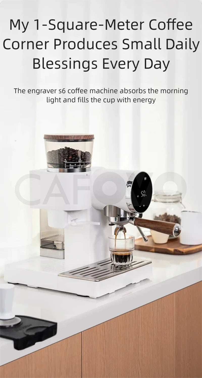 CAFOVO CG01 15 Bar 58mm Semi-Automatic Espresso Machine with Grinder With 30-Step Grinder Cold Brew Coffee Maker for Home Cafe