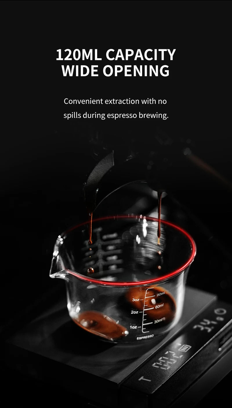 MHW-3BOMBER 120ML Glass Measuring Cup Single & Double Spout Espresso Measuring Cup with Scale Barista Tool Coffee Accessories