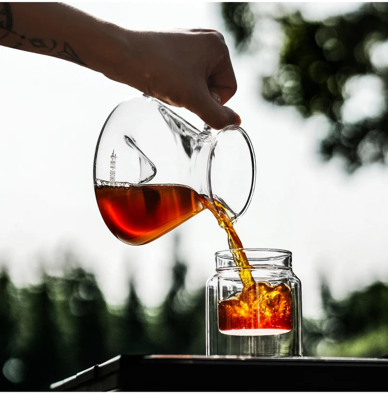 MHW-3BOMBER Hill Coffee Server Guide Extraction Pour Over Coffee Server Ergonomic Handle High-Borosilicate Glass For Barista