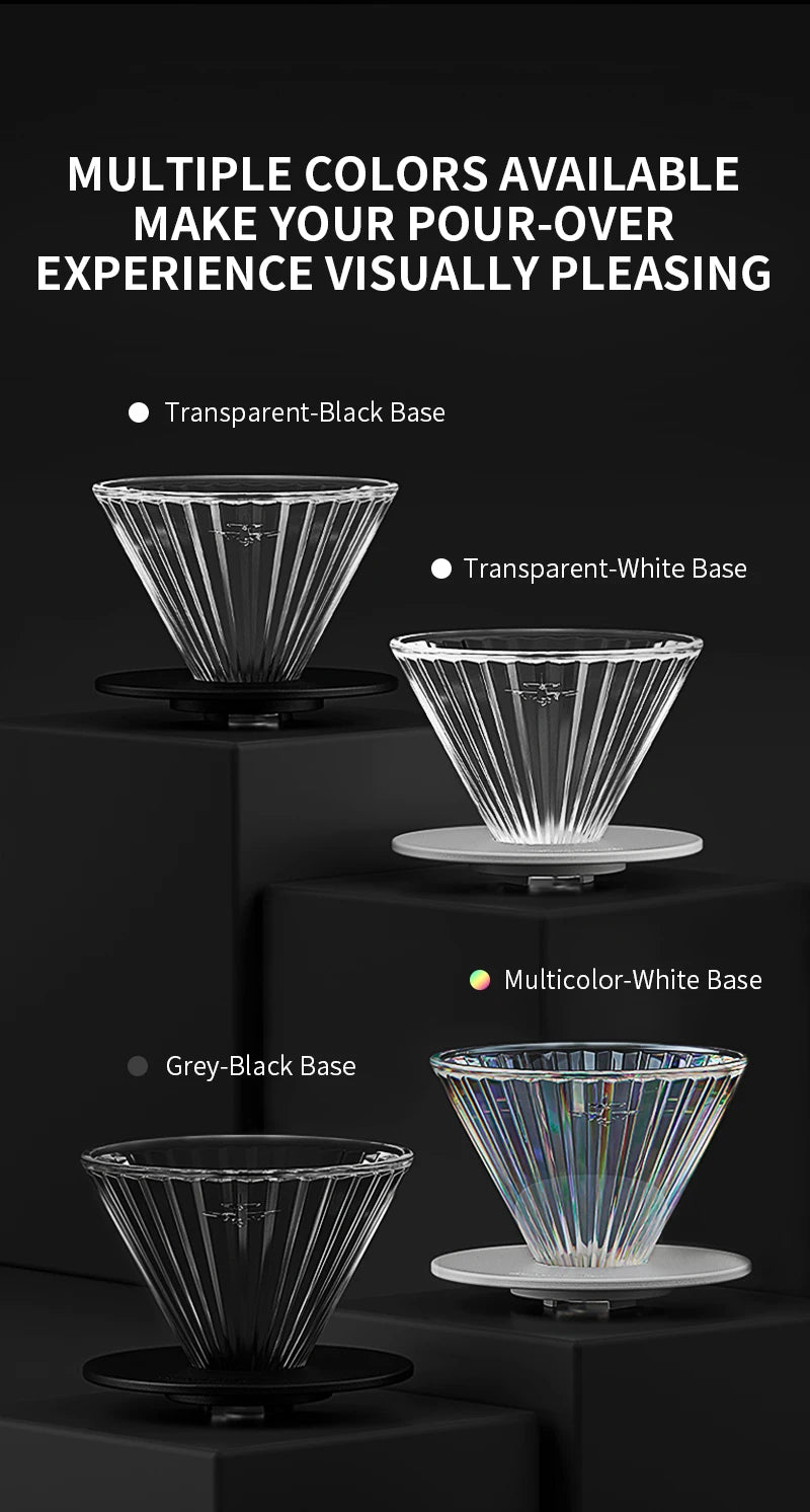 MHW-3BOMBER Glass Coffee Filter Cups and Espresso Filter Paper Set Reusable Cone Pour Over Coffee Dripper Filters Accessorie