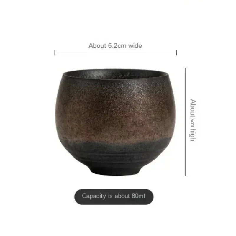 Japanese Style Handmade Stoneware Tea Cup Kung Fu Tea Set Tea Cup Small Single Cup Ancient Style Quiet Road Cup Bowl Teacup