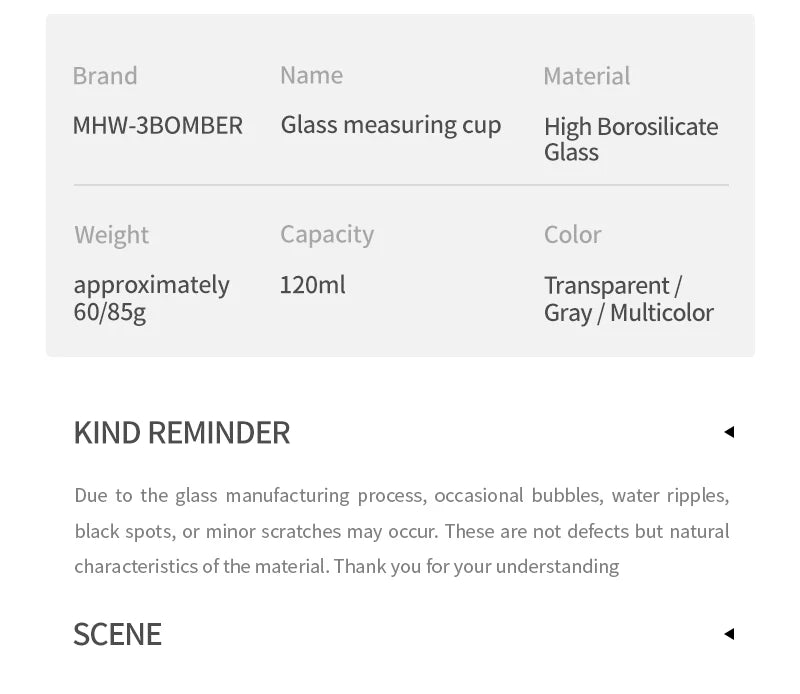MHW-3BOMBER 120ML Glass Measuring Cup Single & Double Spout Espresso Measuring Cup with Scale Barista Tool Coffee Accessories