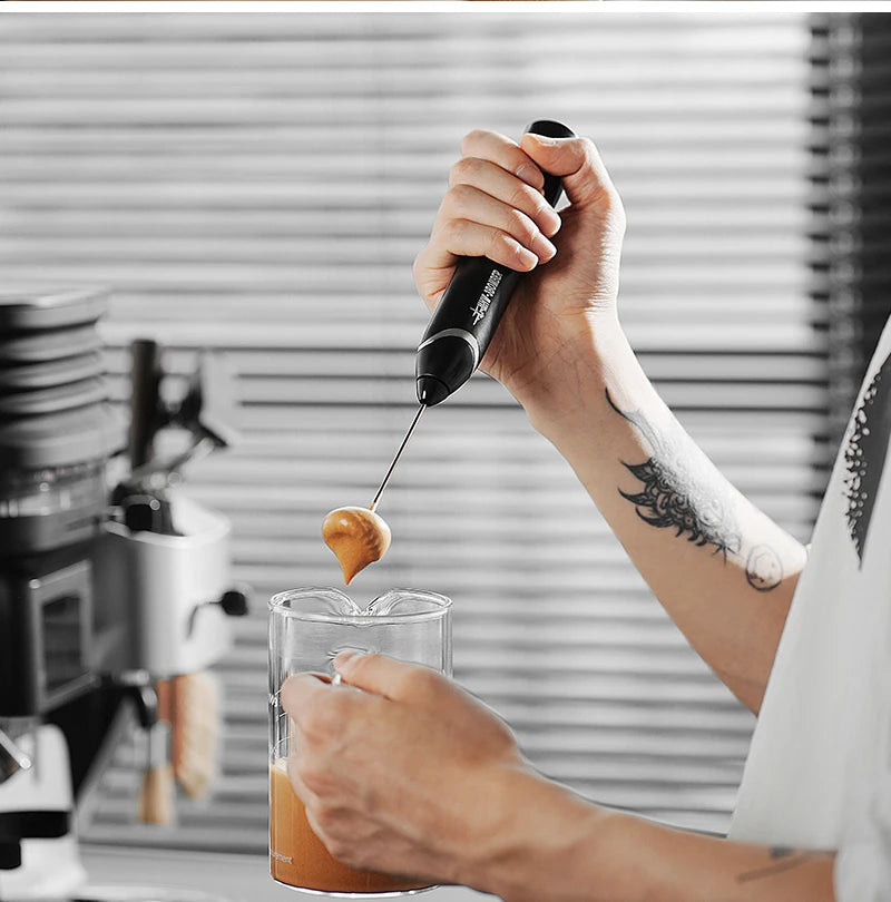 MHW-3BOMBER Electric Milk Frother Rechargeable Handheld Egg Foam Maker with Stainless Whisk for Coffee Latte Cappuccino
