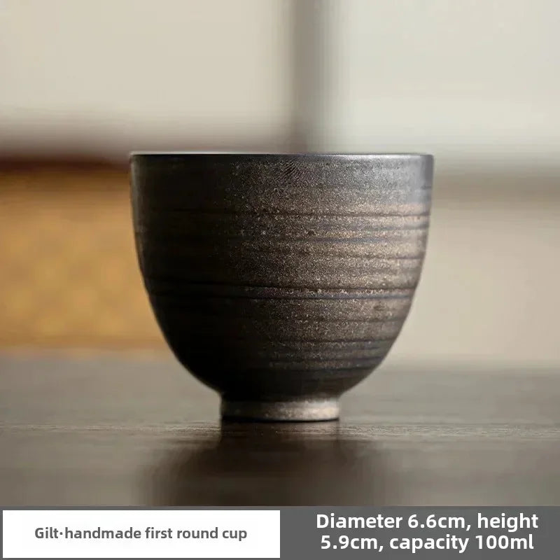 Japanese Style Handmade Stoneware Tea Cup Kung Fu Tea Set Tea Cup Small Single Cup Ancient Style Quiet Road Cup Bowl Teacup
