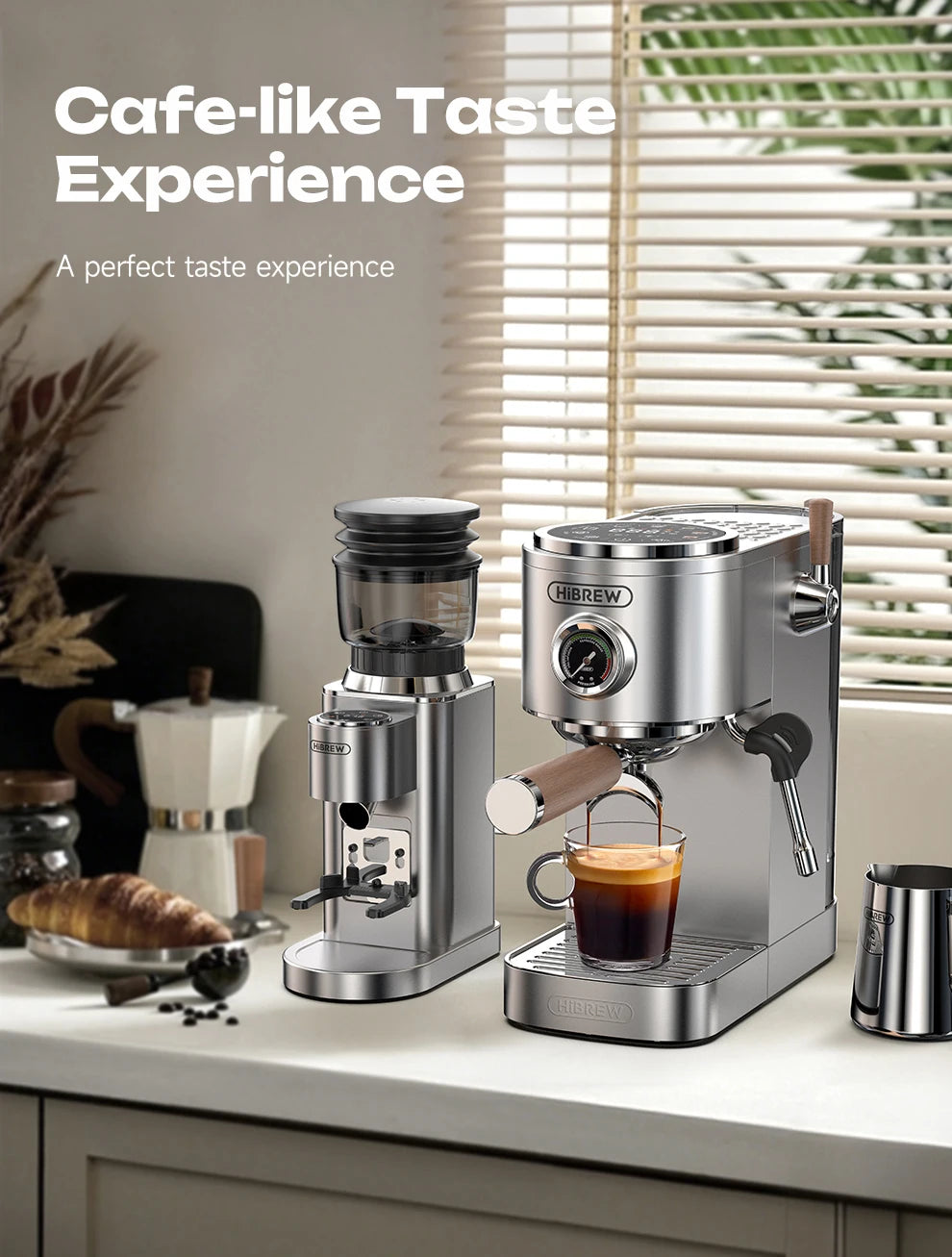 HiBREW Semi-automatic Espresso Coffee Machine 3 Level Temperature Adjustable Cold/Hot 20Bar Coffee Maker Cappuccino H13