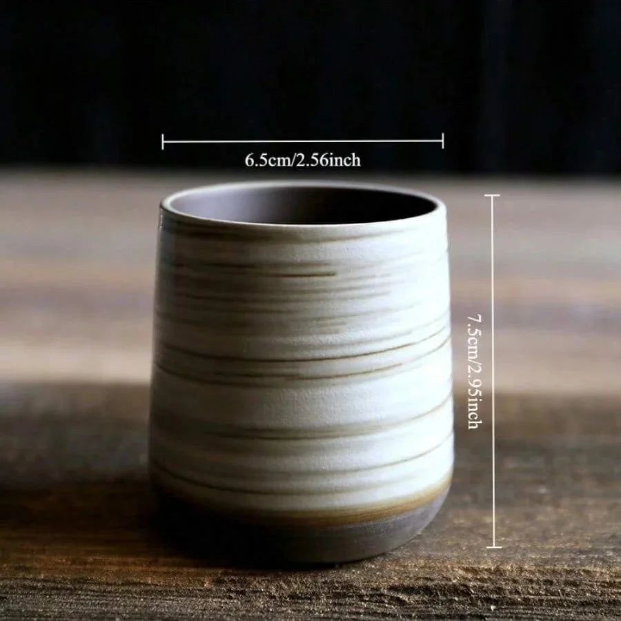 Japanese Style Handmade Stoneware Tea Cup Kung Fu Tea Set Tea Cup Small Single Cup Ancient Style Quiet Road Cup Bowl Teacup