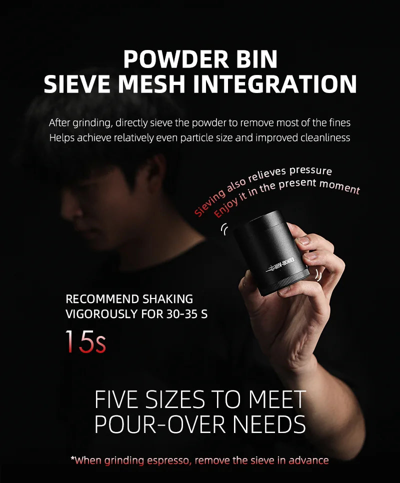 MHW-3BOMBER Manual Coffee Grinder 0.016mm/Click Conical Burr for Espresso Pour Over Adjustable Stainless Steel Barista Tool