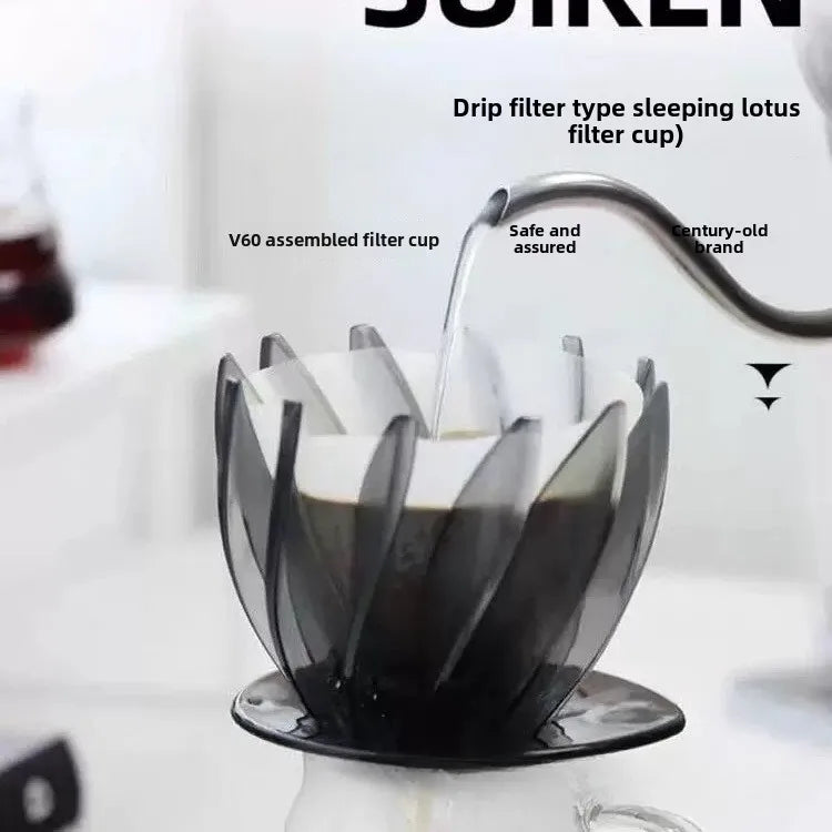 Water Lily Drip Coffee Filter - Removable and Replaceable Resin Lotus Petal Pour Over Coffee Brewer