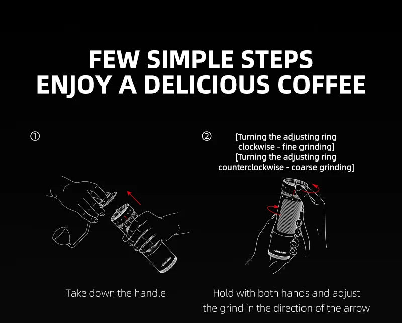 MHW-3BOMBER Manual Coffee Grinder 0.016mm/Click Conical Burr for Espresso Pour Over Adjustable Stainless Steel Barista Tool