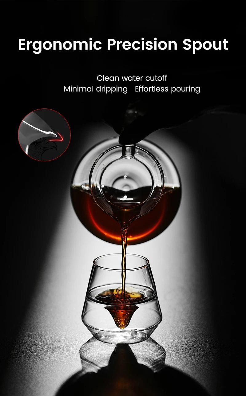 MHW-3BOMBER Hill Coffee Server Guide Extraction Pour Over Coffee Server Ergonomic Handle High-Borosilicate Glass For Barista