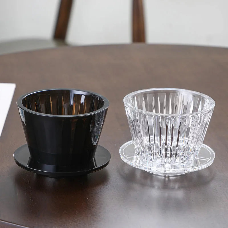 Wave Coffee Dripper 1-2Cups Crystal Eye Pour Over Coffee Dripper With Coffee Filter Papers 50 Sheets Coffee Filter Set