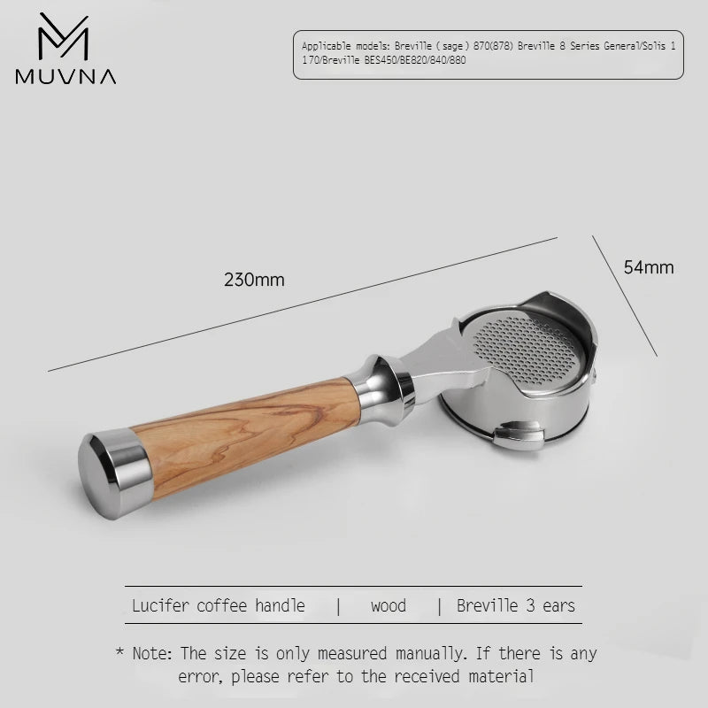 MUVNA Espresso Bottomless Portailfter Lucifer Series, Naked Portafilter with Basket Fits E61/Nuova/Delonghi/Breville Machines