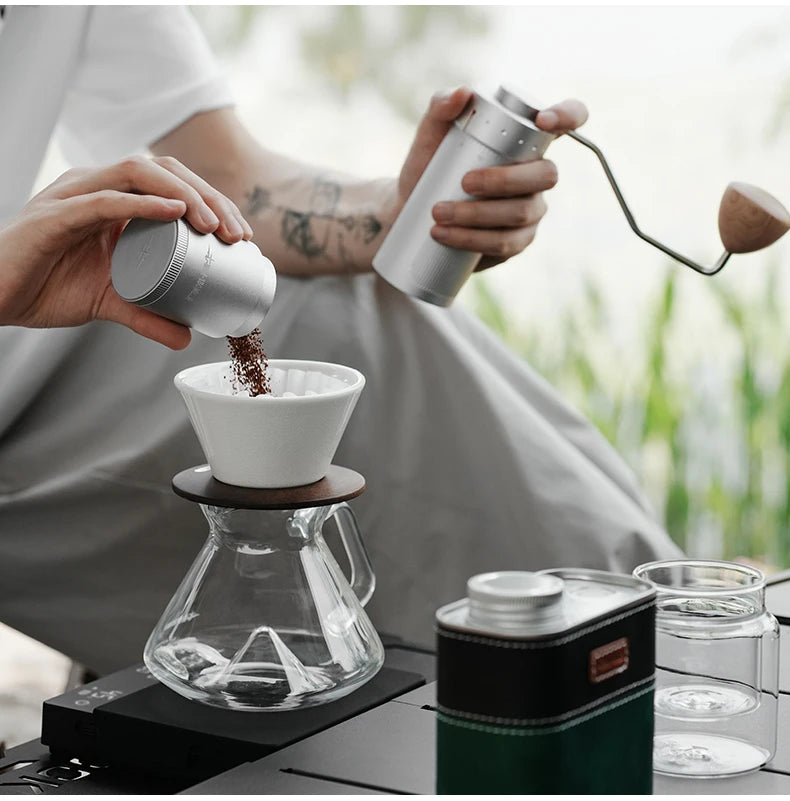 MHW-3BOMBER Manual Coffee Grinder 0.016mm/Click Conical Burr for Espresso Pour Over Adjustable Stainless Steel Barista Tool