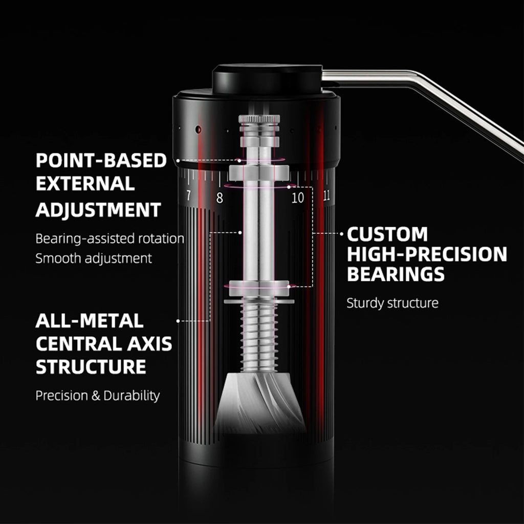 MHW-3BOMBER Manual Coffee Grinder 0.016mm/Click Conical Burr for Espresso Pour Over Adjustable Stainless Steel Barista Tool