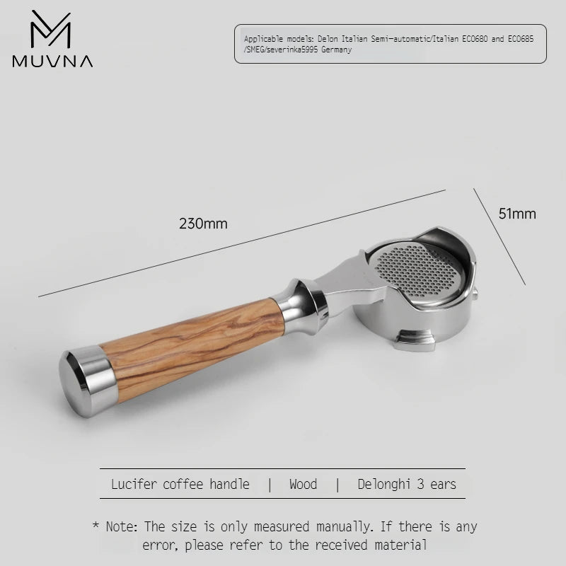 MUVNA Espresso Bottomless Portailfter Lucifer Series, Naked Portafilter with Basket Fits E61/Nuova/Delonghi/Breville Machines