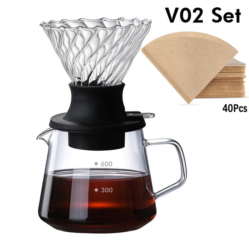 Immersion Coffee Dripper V02 Immersion Drip Coffee Glass Switch Pour Over Coffee Maker Drip  Coffee Dripper and Filters